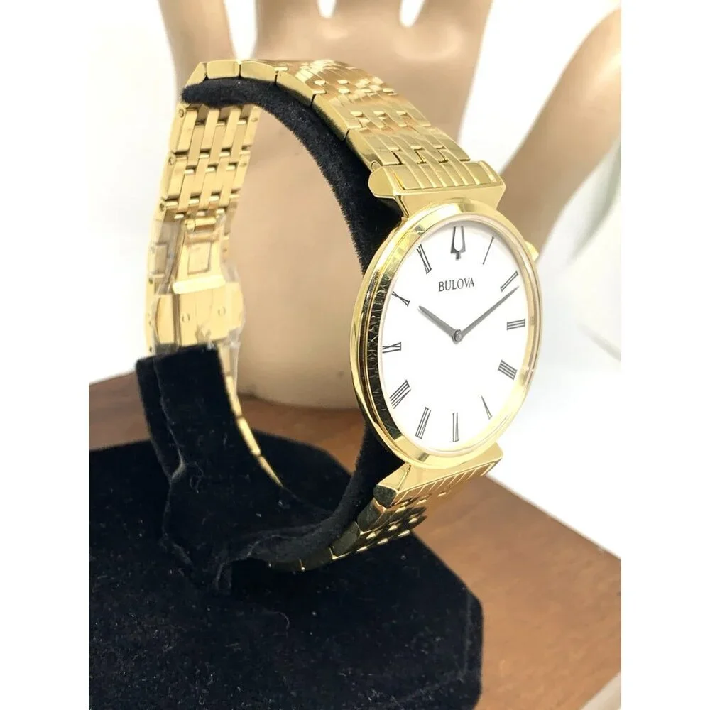 Bulova Men's Watch 97A153 Regatta Quartz White Dial Gold Stainless Steel 38mm